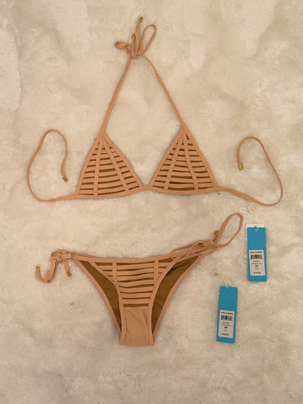 ✨NWT✨ Beach Bunny Nude Tan Strappy Triangle Bikini- Limited Edition Color Blush